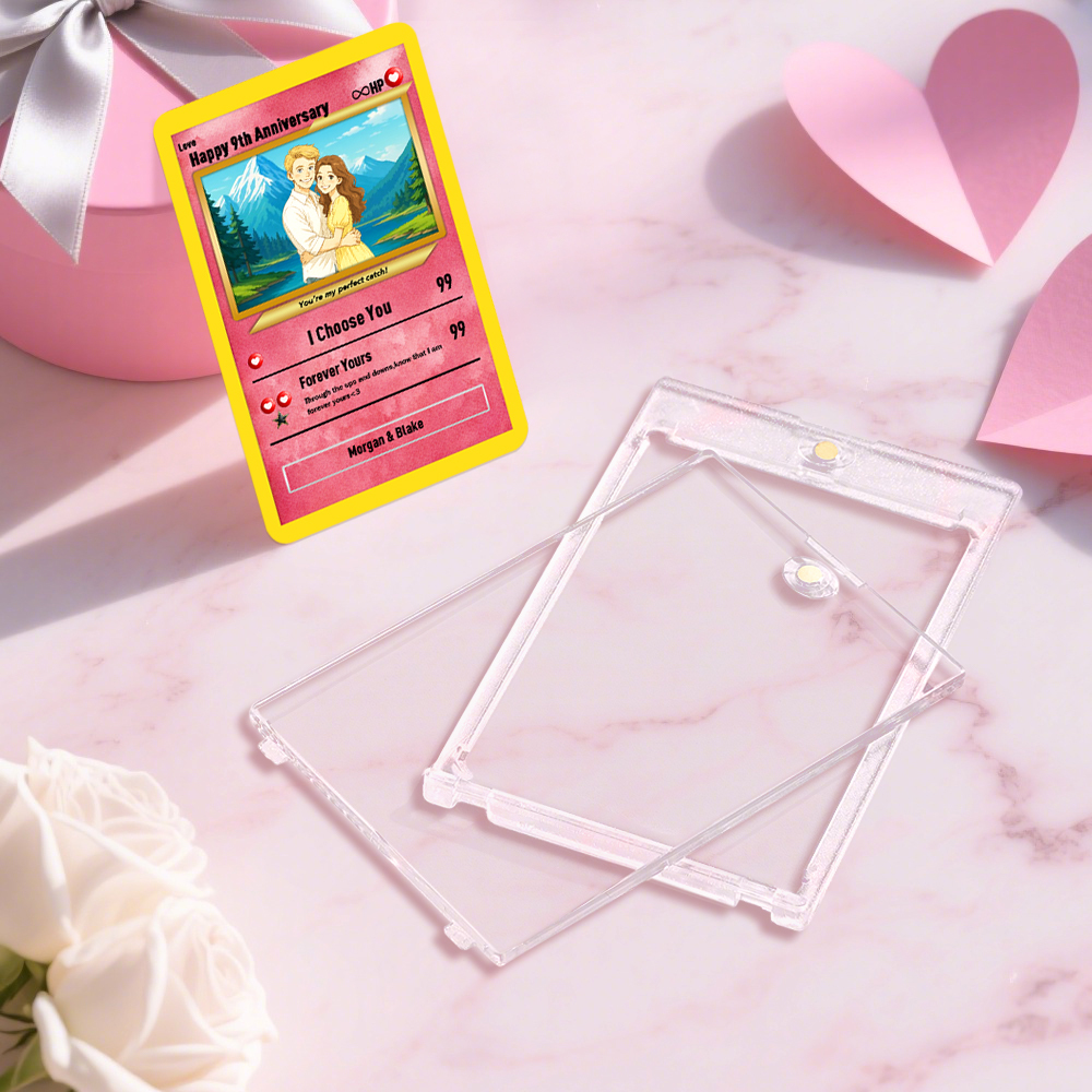 Custom Poke Card Personalized Photo Anime Style Illustration Name Stats Gift for Gamers, Kids & Couples