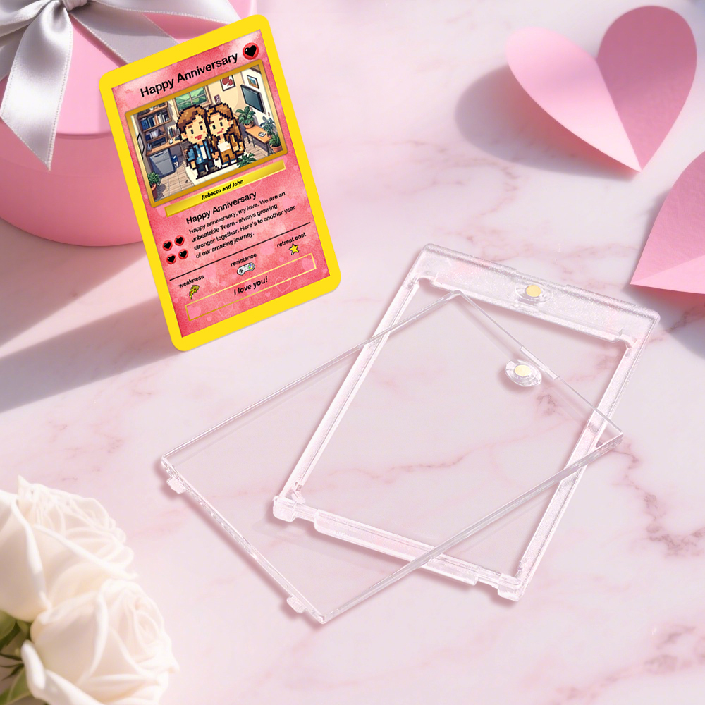 Custom Poke Card Personalized Photo Anime Style Illustration Name Stats Gift for Gamers, Kids & Couples