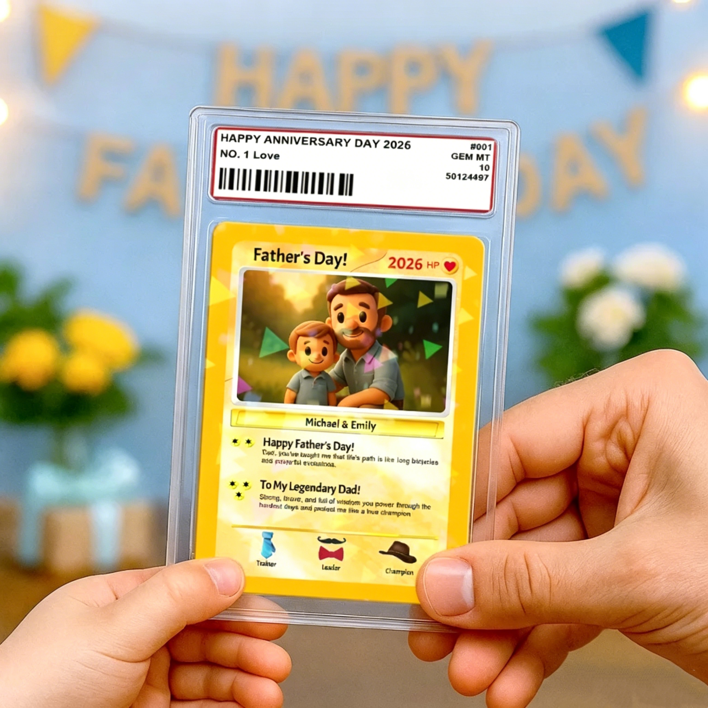 Personalized Father Tie Poke Card Retro Cartoon-Inspired Mini Gift for Dad Photo Text Poke Card