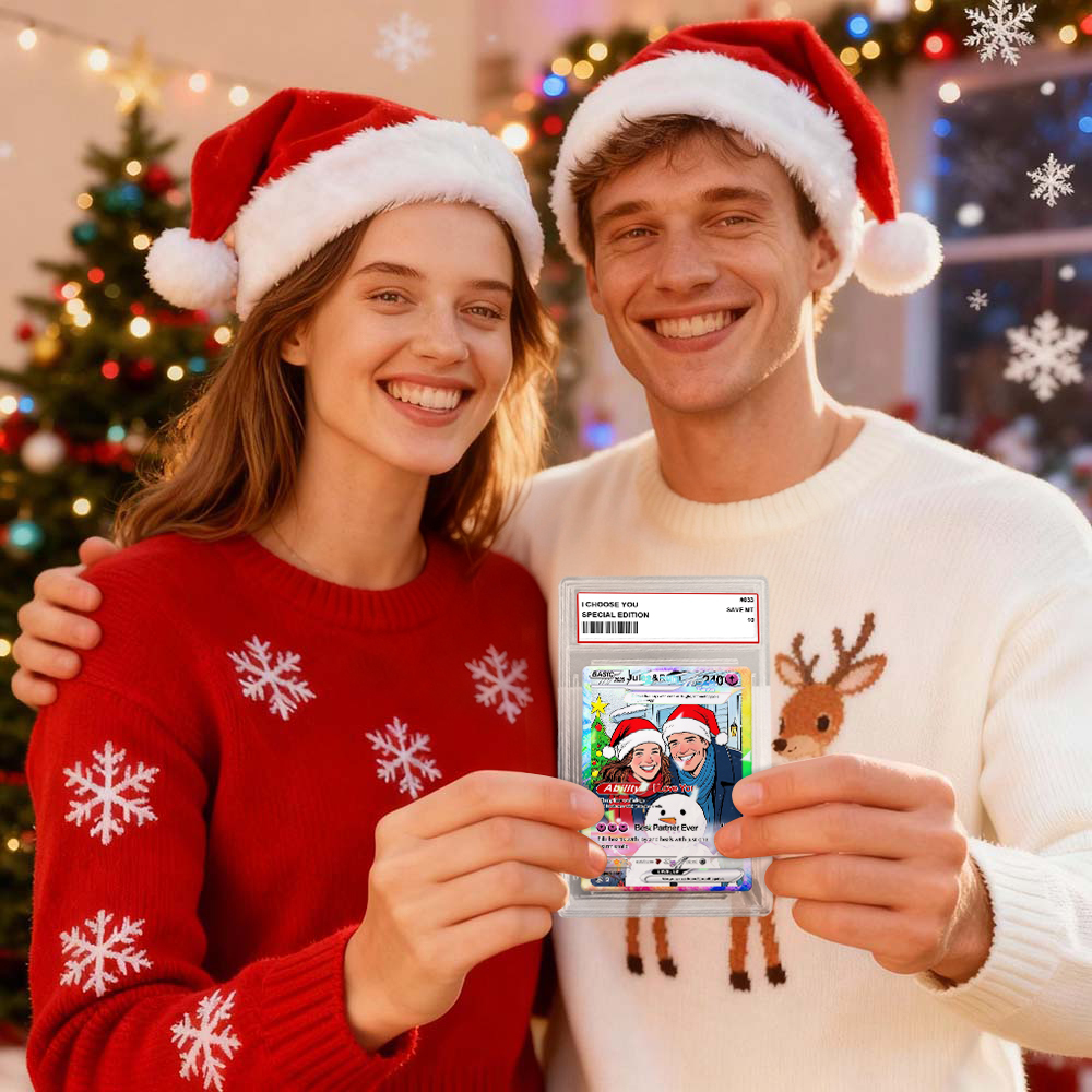 Christmas Gift Custom Poke Card Gift For Family Couple Custom Santa Present Idea - MyFaceSocksUK