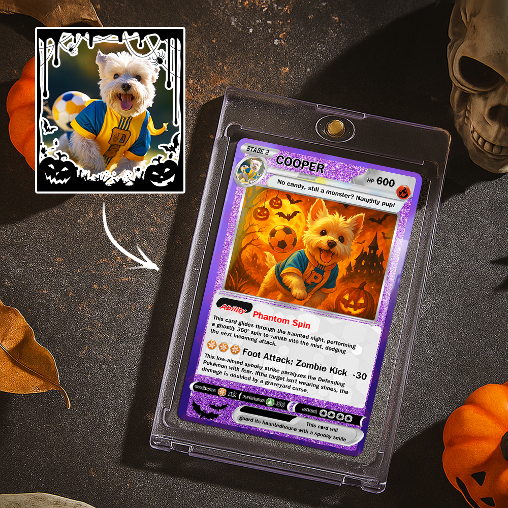 Custom Halloween Game Card Personalized Cartoon Trading Card with Photo & Name, Unique Holiday Gift for Lover - MyFaceSocksUK