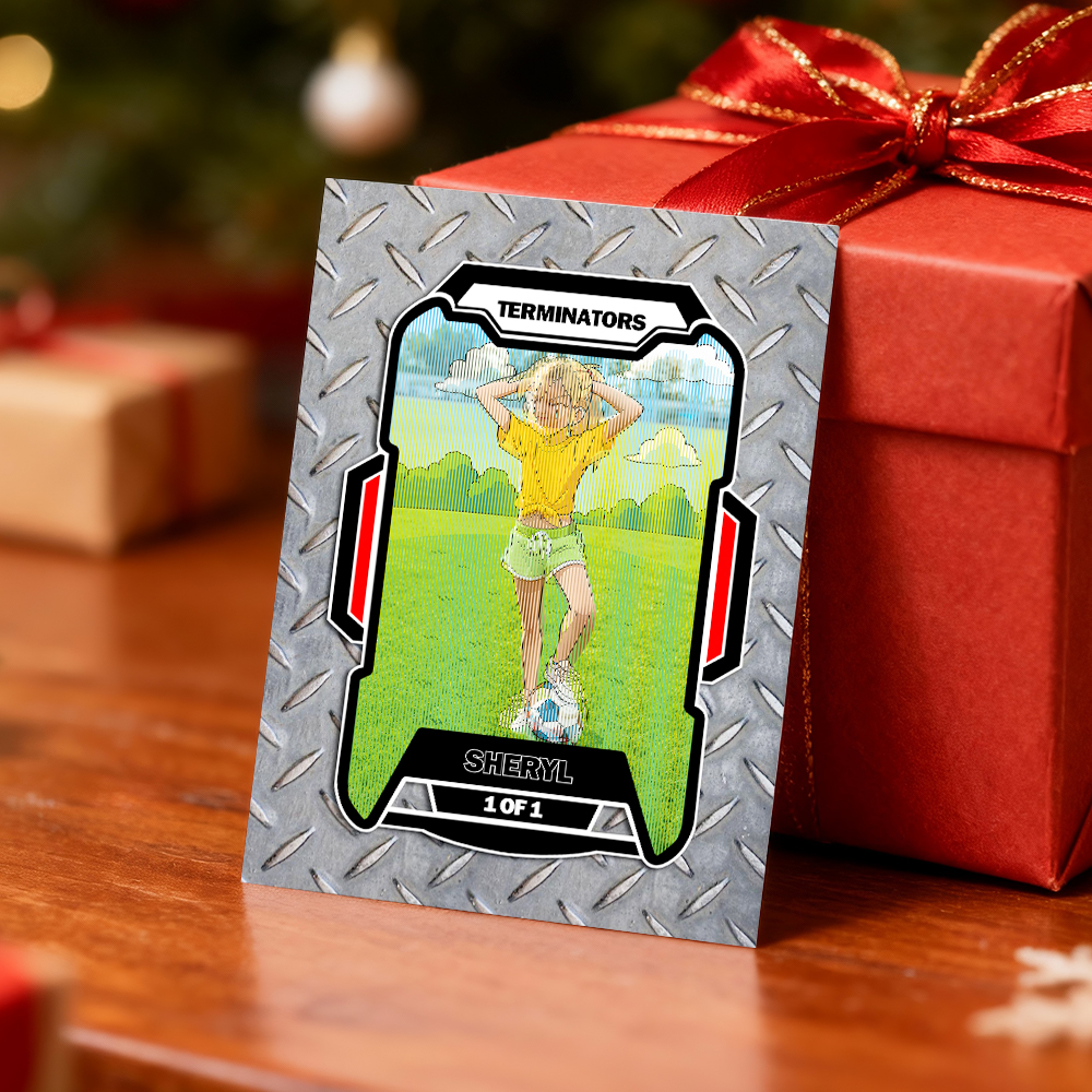 Personalized Lenticular Card Christmas Photo Anime Style Christmas Gift Holiday Greeting Card - MyFaceSocksUK