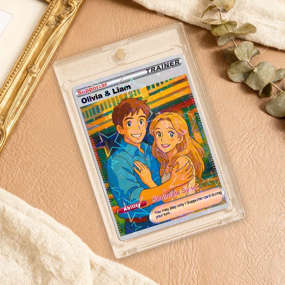 Personalized  Valentine Couple Card Custom Cartoon Acrylic Card Gift With Optional Film Styles - MyFaceSocksUK