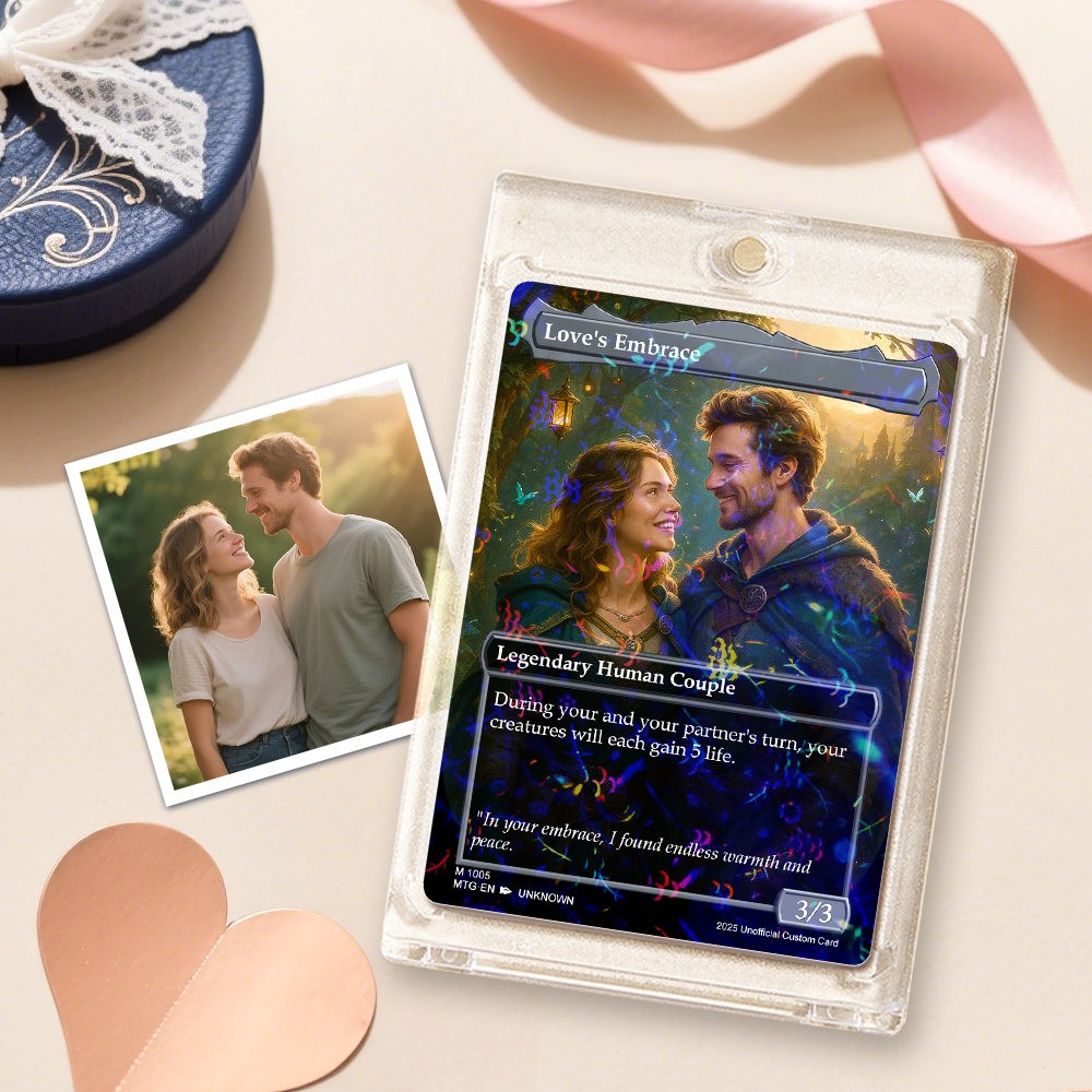 Custom Valentine Couple Card Personalized Cartoon Acrylic Card Gift With Optional Film Styles