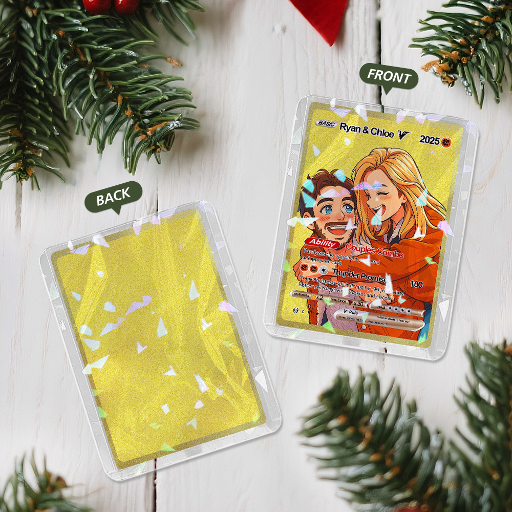 Custom Christmas Golden Card  Anime Style Mini Collectible Sparkling Gift for Him Her or Friends - MyFaceSocksUK