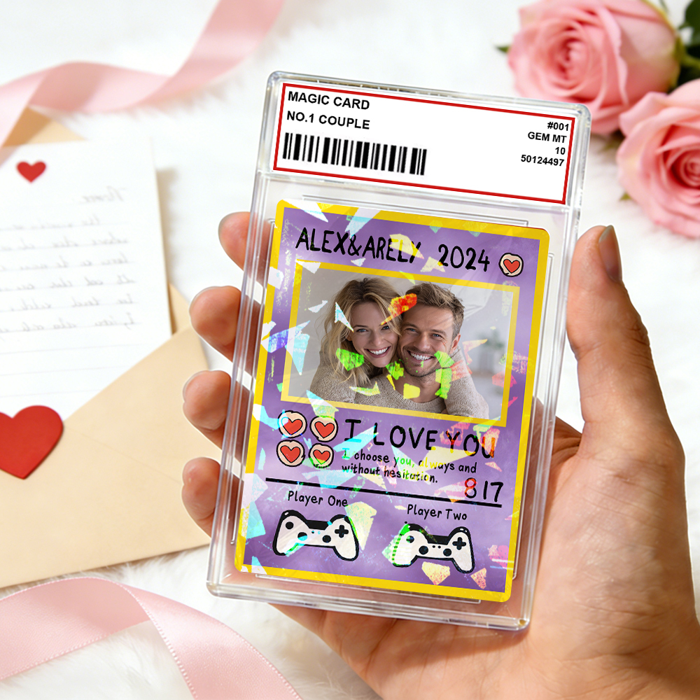 Personalized Valentine’s Day Power Couple Card, Custom Anniversary Card Couple Photo Anime Style, Best Valentine's Day Gift for Lover - MyFaceSocksUK