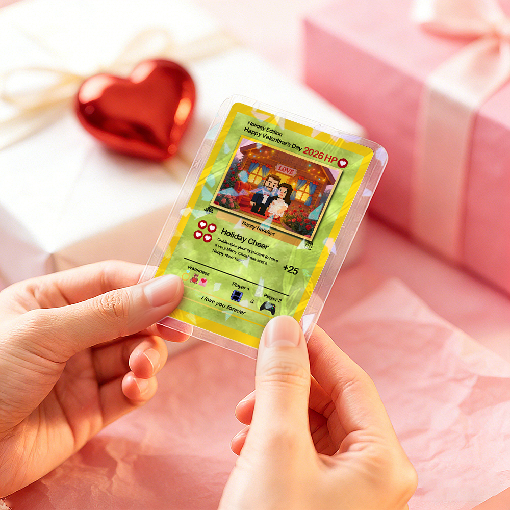 Custom Valentine Card I Choose You Present for Couple Turn Your Photo into a Unique Collectible Pixel Man Style Card Valentine  Gift Idea - SantaSocks