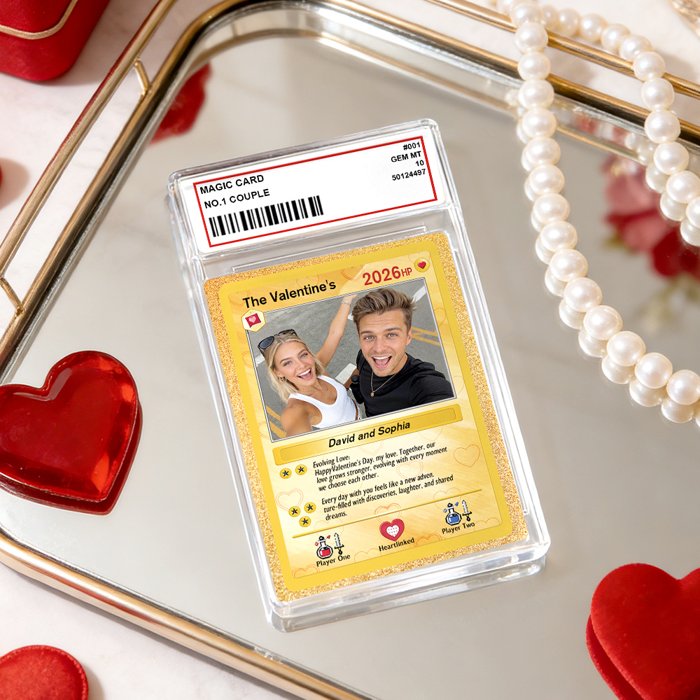 Personalized Valentine’s Day Power Couple Card, Custom Anniversary Card Couple Photo Anime Style, Best Valentine's Day Gift for Lover - MyFaceSocksUK