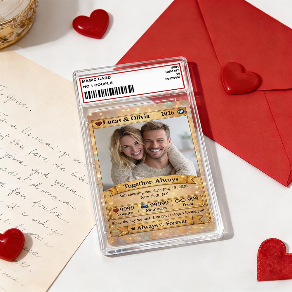 Personalized Valentine’s Day Power Couple Card, Custom Anniversary Card Couple Photo Anime Style, Best Valentine's Day Gift for Lover - MyFaceSocksUK