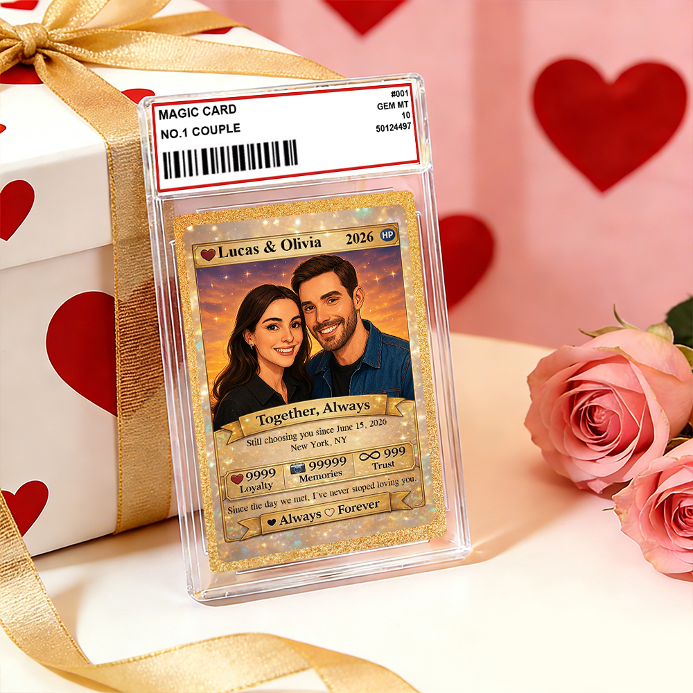 Personalized Valentine’s Day Power Couple Card, Custom Anniversary Card Couple Photo Anime Style, Best Valentine's Day Gift for Lover - MyFaceSocksUK