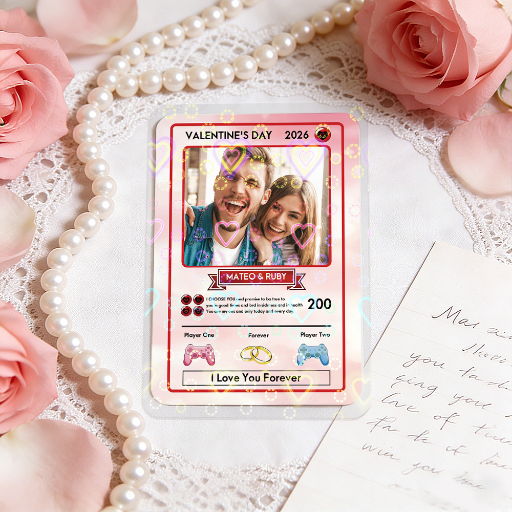 Personalized Valentine’s Day Power Couple Card, Custom Anniversary Card Couple Photo Anime Style, Best Valentine's Day Gift for Lover - MyFaceSocksUK