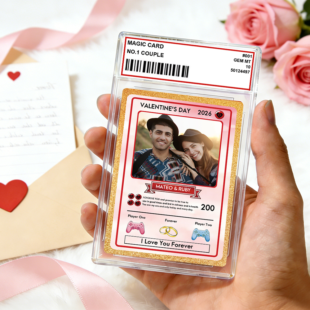 Personalized Valentine’s Day Power Couple Card, Custom Anniversary Card Couple Photo Anime Style, Best Valentine's Day Gift for Lover - MyFaceSocksUK
