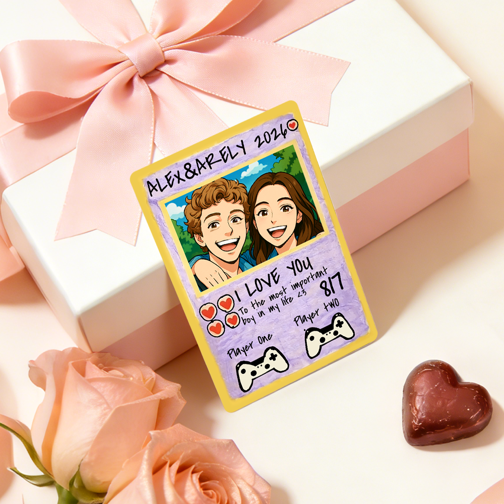 Personalized Valentine's Day Power Couple Lenticular Card Custom Anniversary Card Couple Photo Anime Style Valentine's Day Gift for Lover