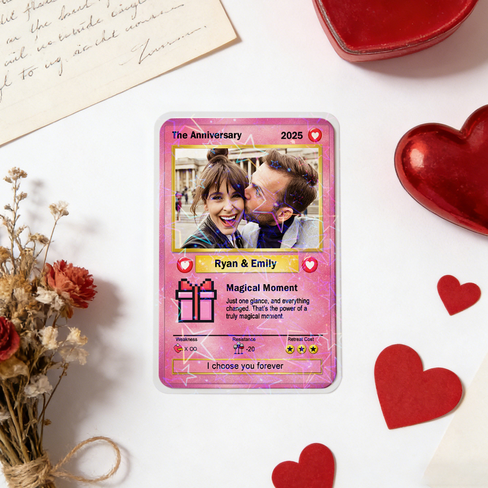 Custom Couple Card Romantic Anniversary Gift for Couple Trading Cards Keepsake Couple Photo Cute Style Card