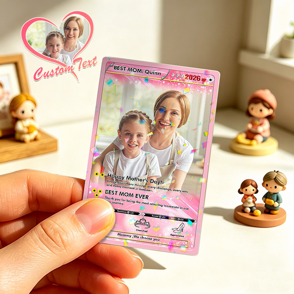 Custom Poké Mother's Day Card, Personalized Photo Trainer Card for Mom, Gamer Mom Gift, Unique Mother's Day Keepsake - MyFaceSocksUK