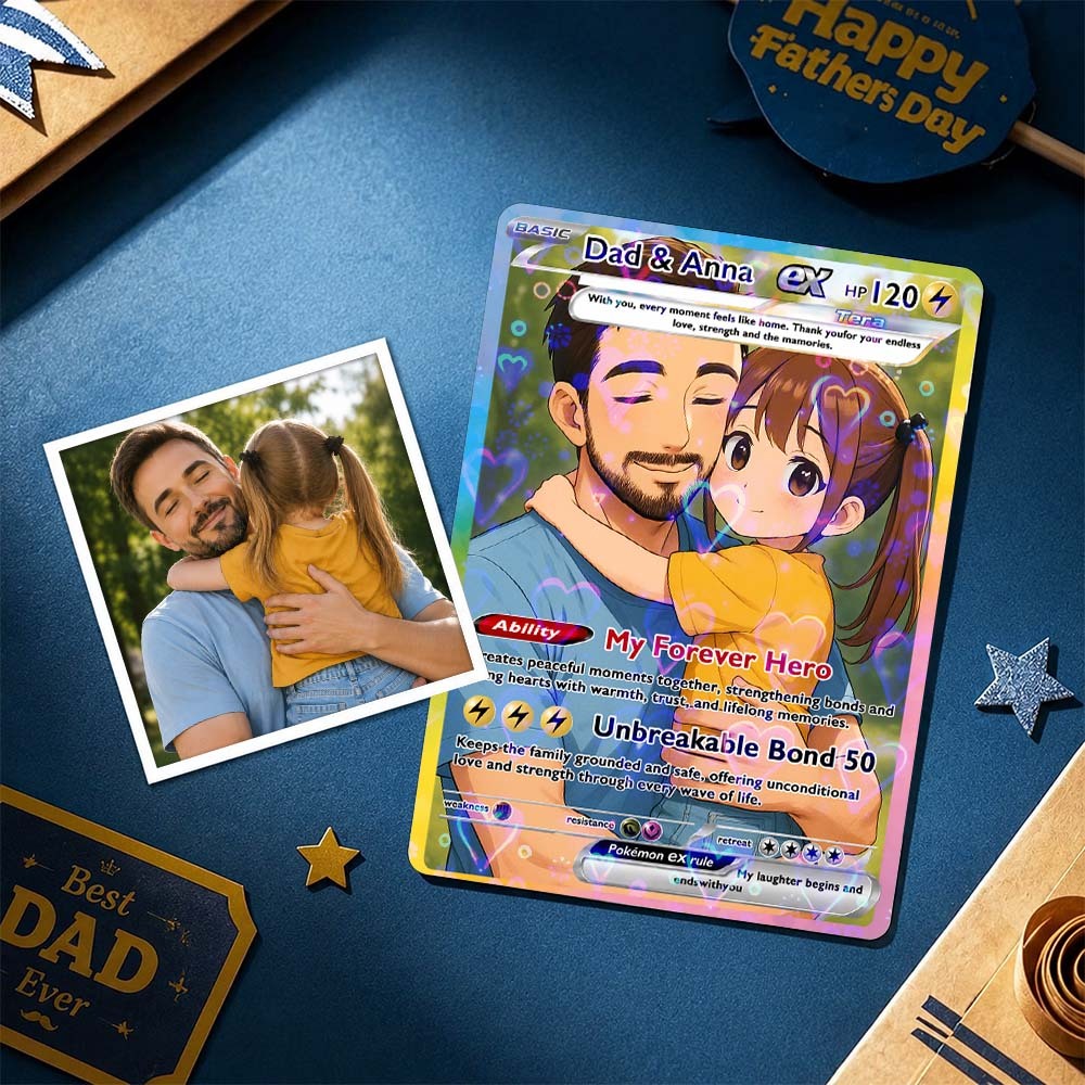 Father's Day Card | Custom Photo Art Card | Best Dad Wallet Card | Custom Trading Card Personalized Gift for Dad | Gift From Kids | New Dad Gift