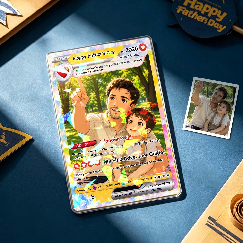 Personalized  Card From Photo, Personalized Anime Trading Card from Photo, Father's Day Holo Card, Birthday Anniversary Gift