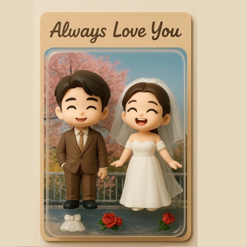 Full Body Custom 3D Effect Action Figure Pack Packaging Toy Box Style Art Gift Personalized Acrylic Fridge Magnets Couple's Gifts Wedding Gifts - MyFaceSocksUK