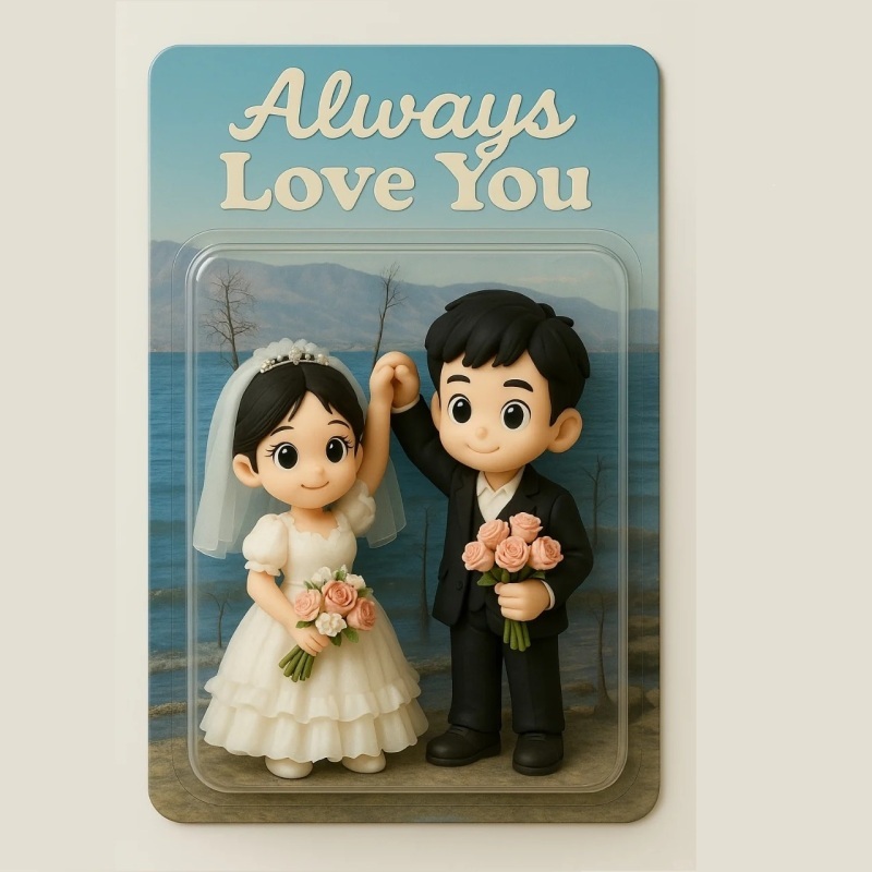 Full Body Custom 3D Effect Action Figure Pack Packaging Toy Box Style Art Gift Personalized Acrylic Fridge Magnets Couple's Gifts Wedding Gifts - MyFaceSocksUK