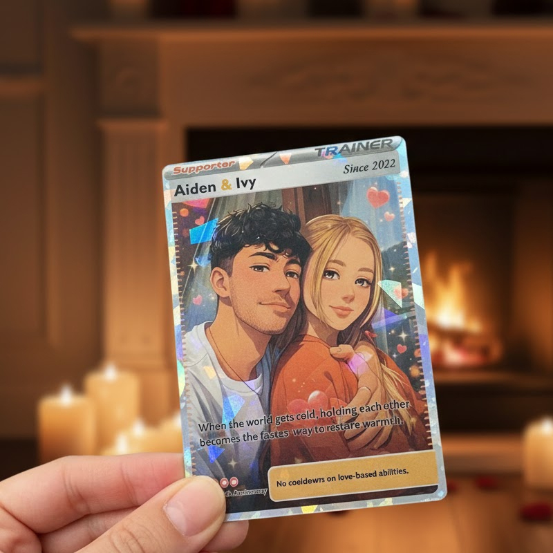 Personalized anime-inspired couple card with custom names