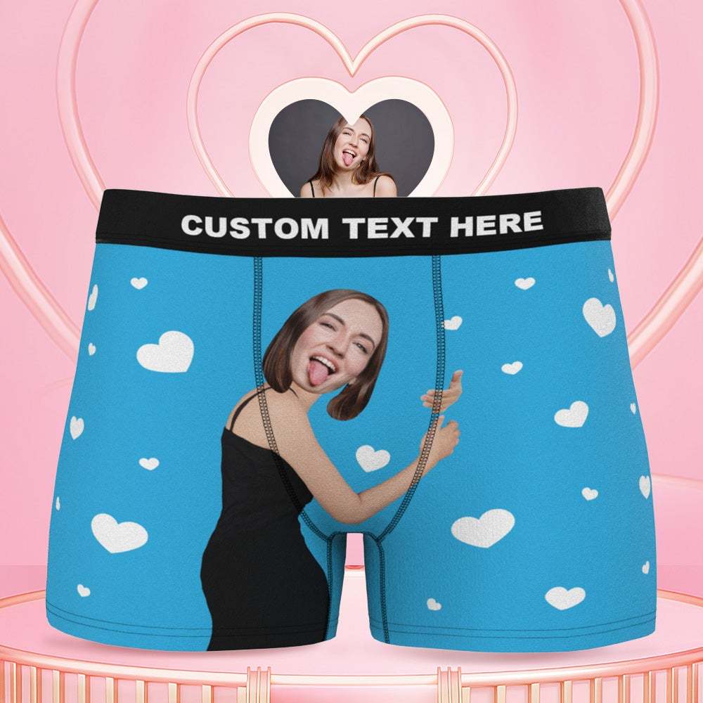 Men's Custom Face Boxers Hug My Dear with Heart 3D Online Preview