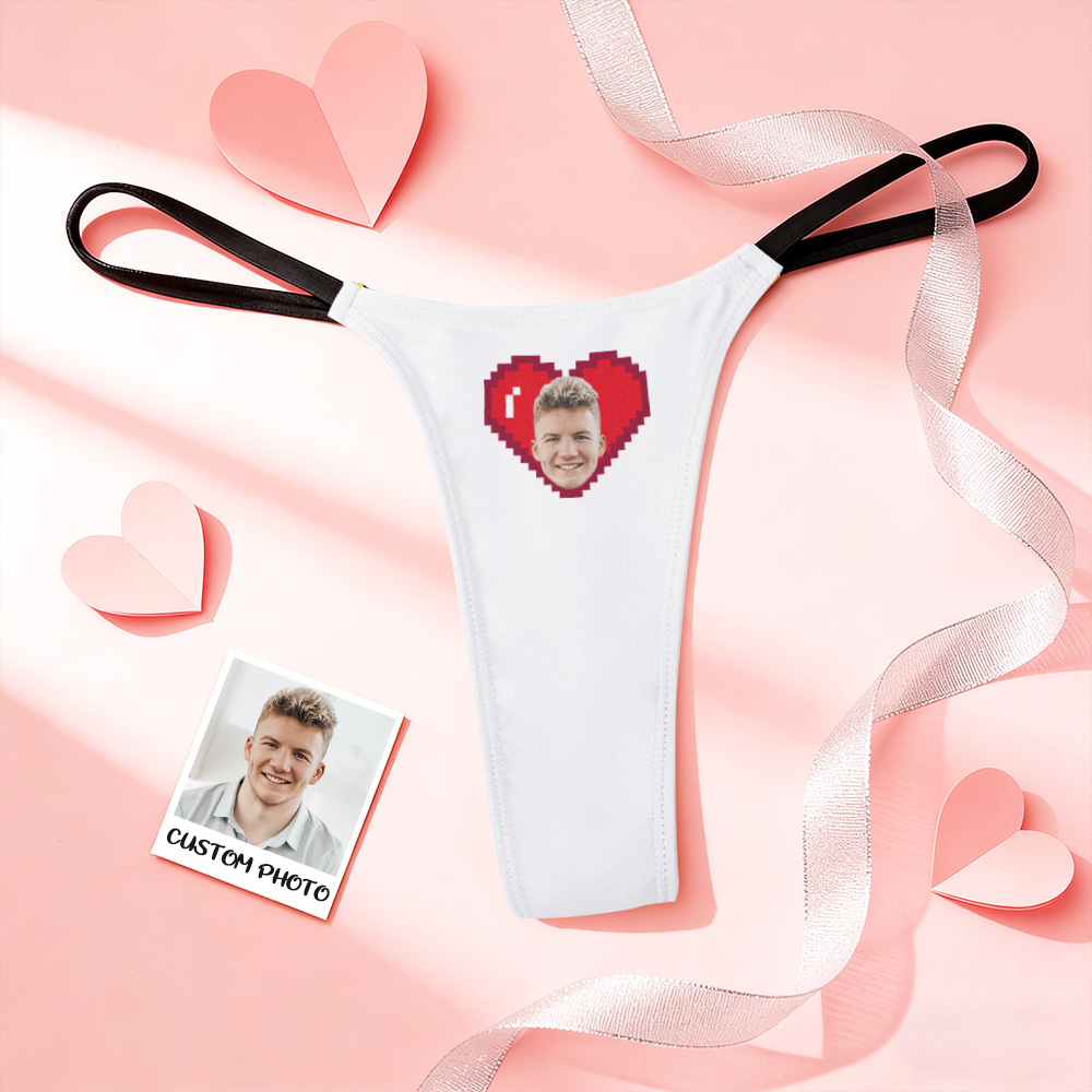 Custom Thongs Valentine Gift Face Photo Panties Funny Underwear Briefs Kiss Me Love Thong - MyFaceSocksUK