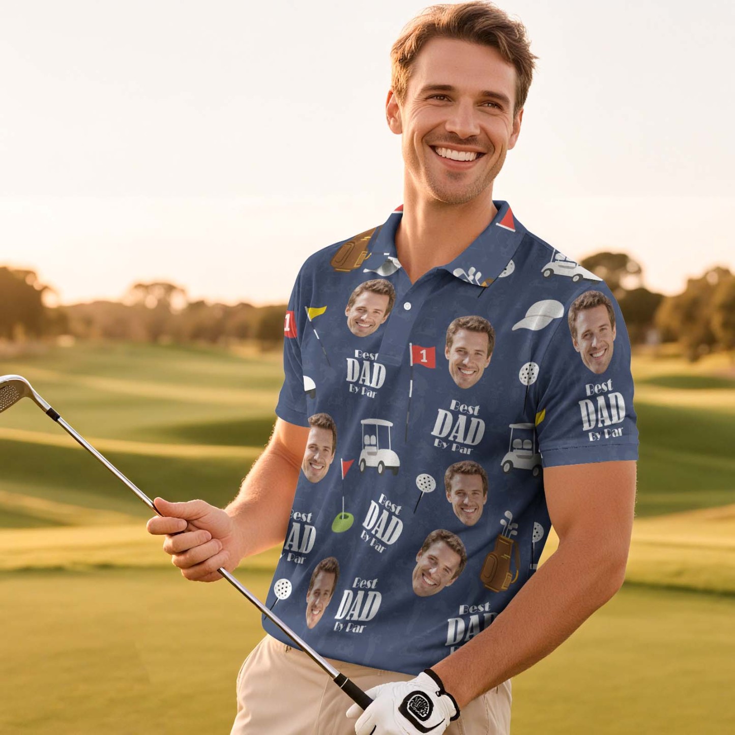 Custom Polo Shirt Best Dad Ever Personalized Face Pineapple Golf Graffiti Polo Shirt Men's Polo Shirt Gift - MyFaceSocksUK