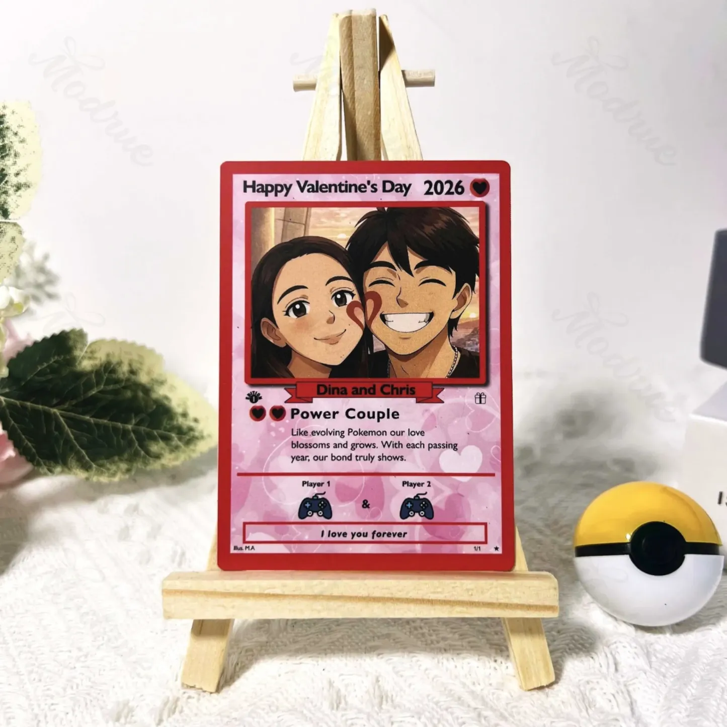 Personalized Valentine's Day Power Couple Card, Custom Anniversary Card Couple Photo Anime Style, Best Valentine's Day Gift for Lover - MyFaceSocksUK