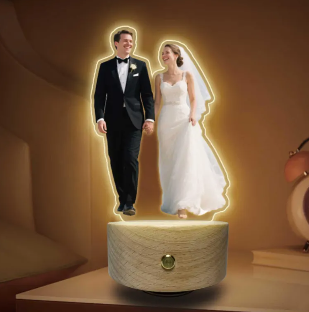 Personalized Gift Photo Cutout Music Box Custom Acrylic Night Light with Picture, Wedding Gift for Couple Valentines Day Anniversary Gift