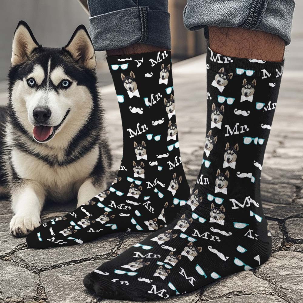Custom Full Face Socks Mr Cute Red Socks Personalized Photo Custom Design Best Gift Idea - MyFaceSocksUK