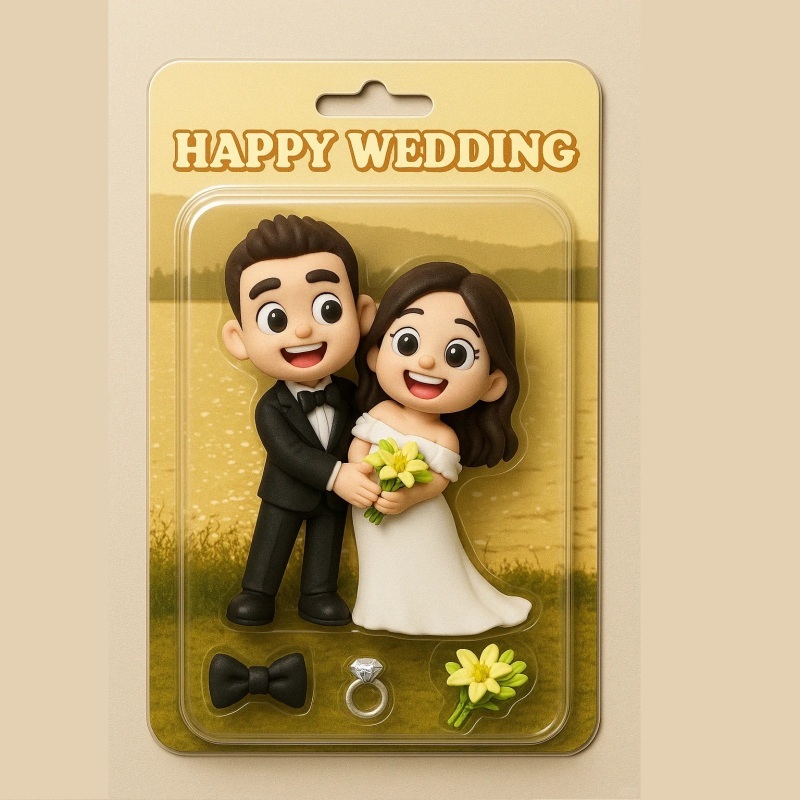 Full Body Custom 3D Effect Action Figure Pack Packaging Toy Box Style Art Gift Personalized Acrylic Fridge Magnets Couple's Gifts Wedding Gifts - MyFaceSocksUK