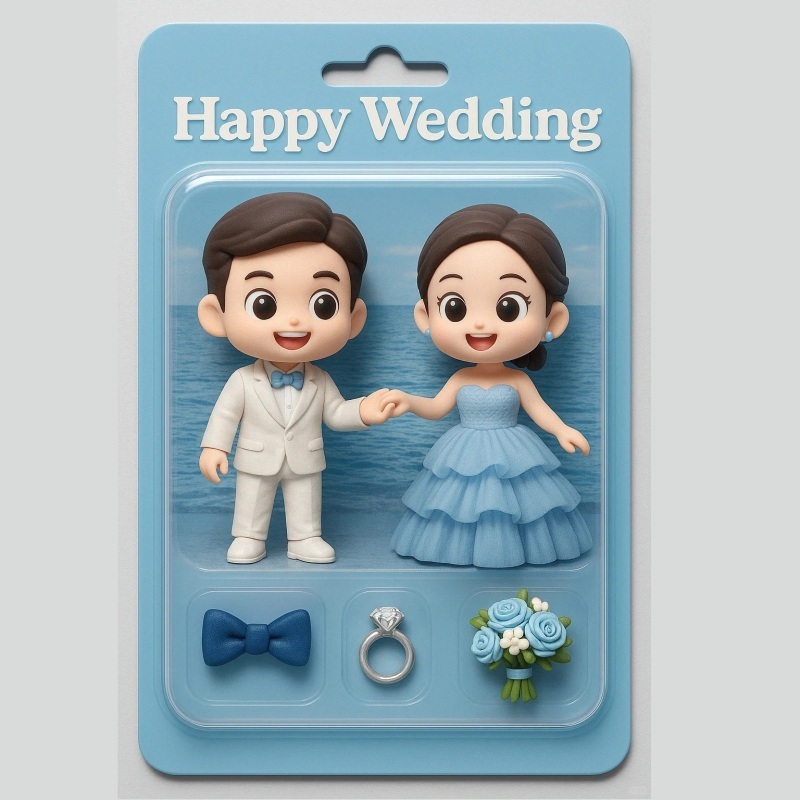 Full Body Custom 3D Effect Action Figure Pack Packaging Toy Box Style Art Gift Personalized Acrylic Fridge Magnets Couple's Gifts Wedding Gifts - MyFaceSocksUK