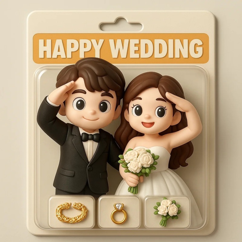 Full Body Custom 3D Effect Action Figure Pack Packaging Toy Box Style Art Gift Personalized Acrylic Fridge Magnets Couple's Gifts Wedding Gifts - MyFaceSocksUK