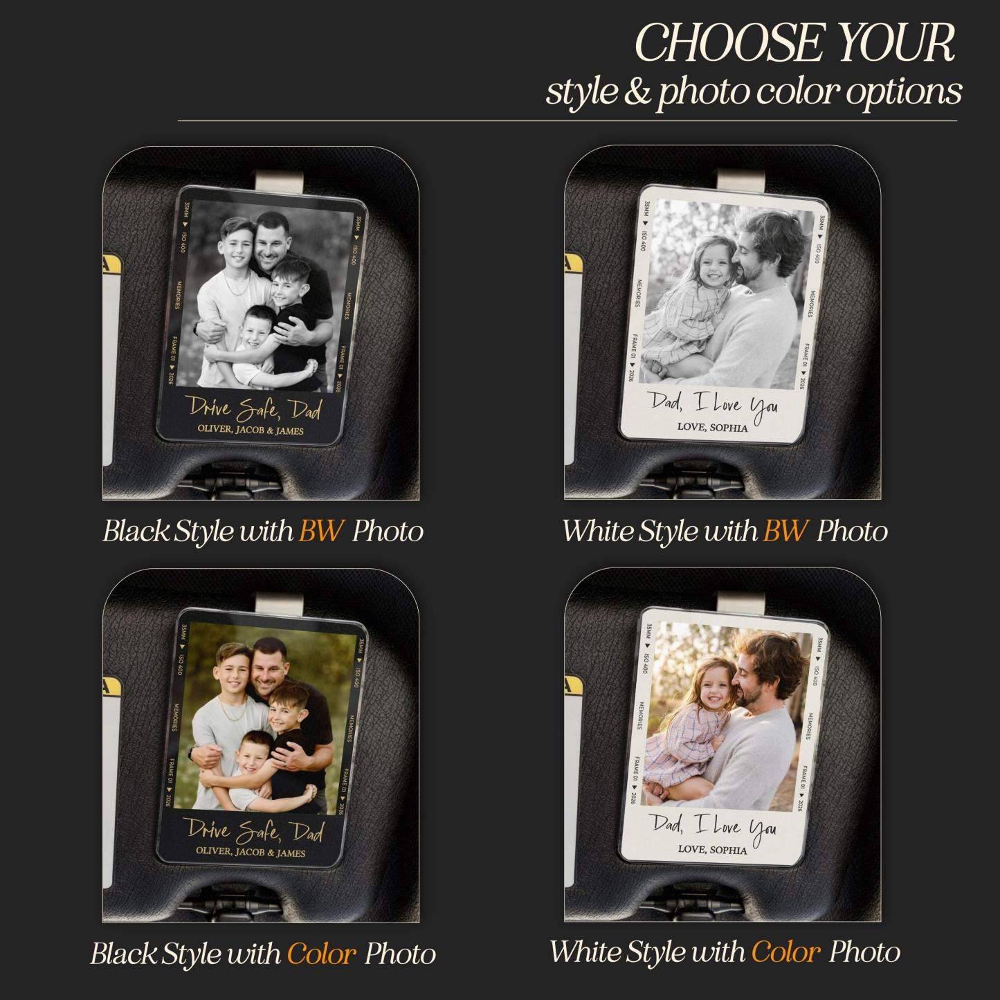 Personalized Gift For Dad, Custom Photo Car Visor Clip, Drive Safe Daddy, 1st Fathers Day Gift For Husband, Baby Photo Car Sun Visor - MyFaceSocksUK