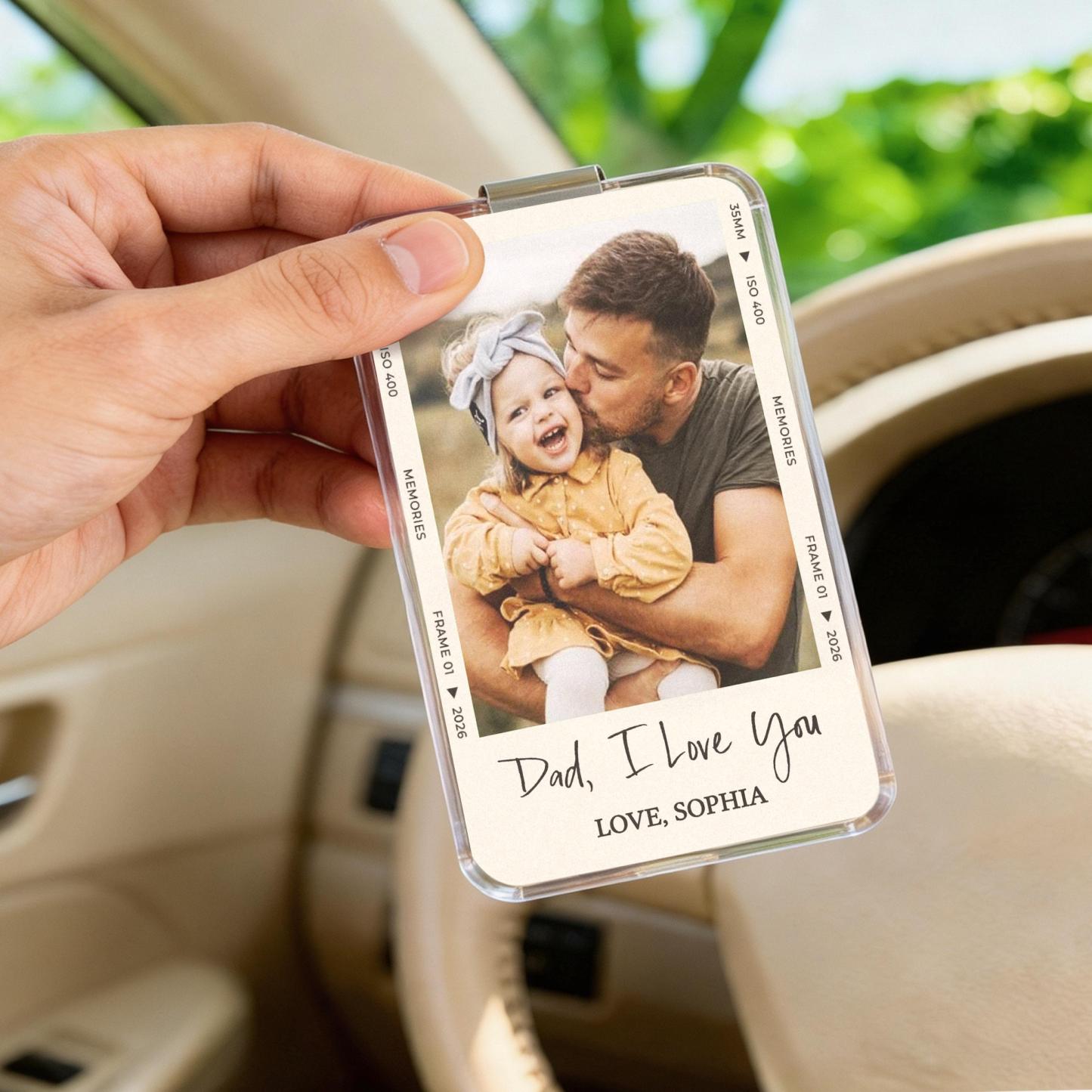 Personalized Gift For Dad, Custom Photo Car Visor Clip, Drive Safe Daddy, 1st Fathers Day Gift For Husband, Baby Photo Car Sun Visor - MyFaceSocksUK