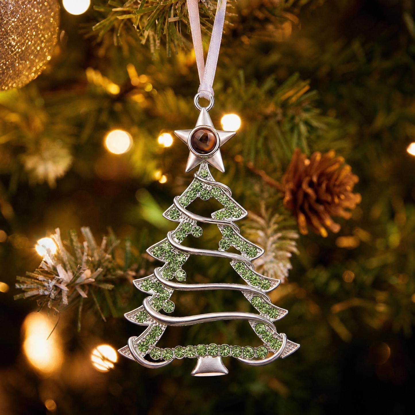 Personalized Christmas Tree Ornament with Photo Projection, Memorial Gift for Family & Pet Lovers, Holiday Tree Hanging Decor - MyFaceSocksUK
