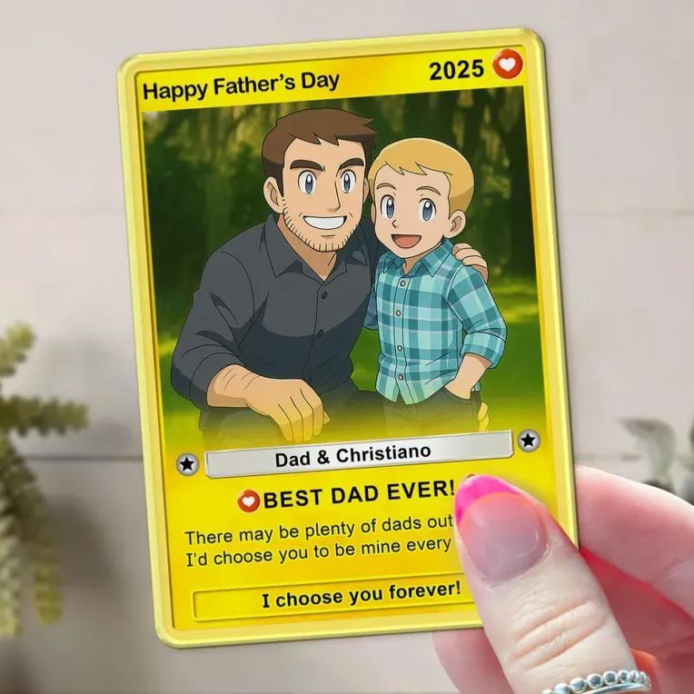 CUSTOM ANIME PHOTO Father's Day Card, Father's Day Gift for Grandpa, New Grandpa Gift, Dad Wallet Card, Super Hero Dad Gifts, Game Dad Card