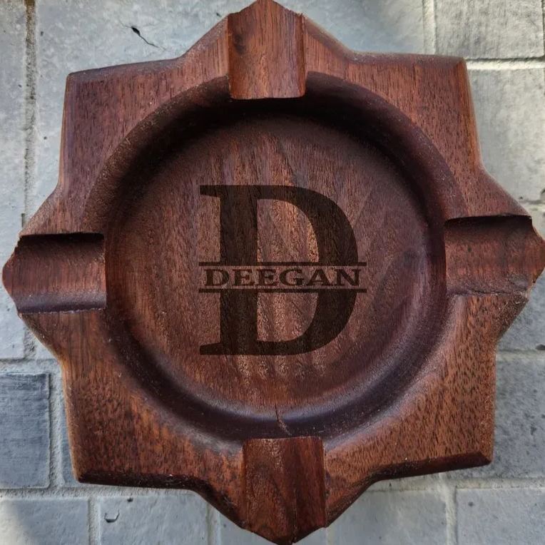 Personalized Name Walnut Cigar Ash Tray