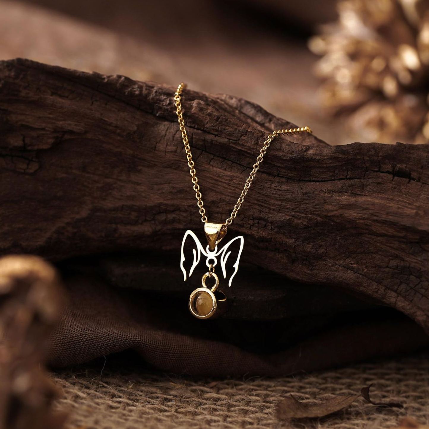 Personalized Dog Ear Projection Necklace, Custom Picture Inside Jewelry, Pet Ear Picture Jewelry, Memorial Necklace, Christmas Gifts for Mom - MyFaceSocksUK