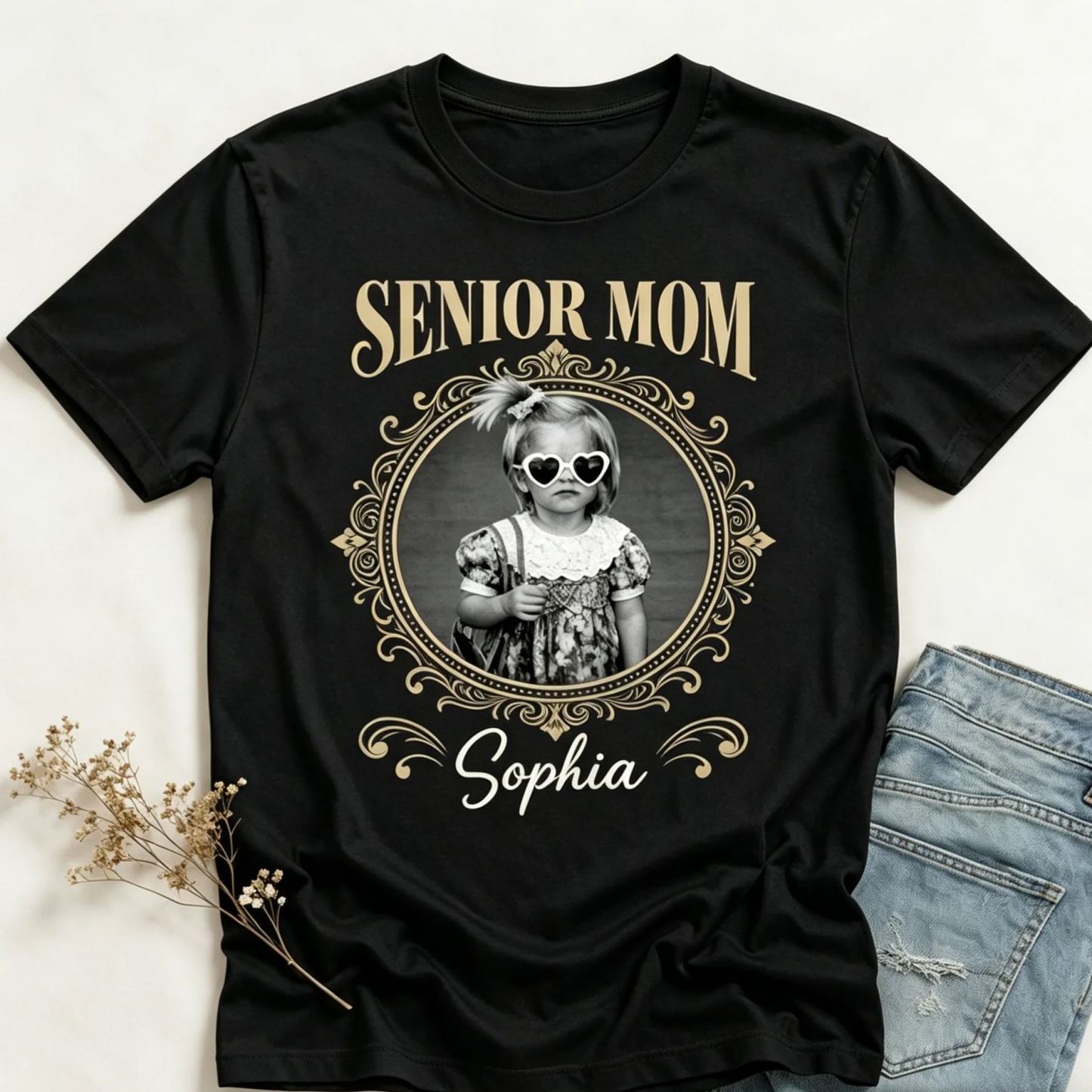 Custom Vintage Photo And Year Senior - Personalized Shirt Mother's Day Gift For Mom - MyFaceSocksUK