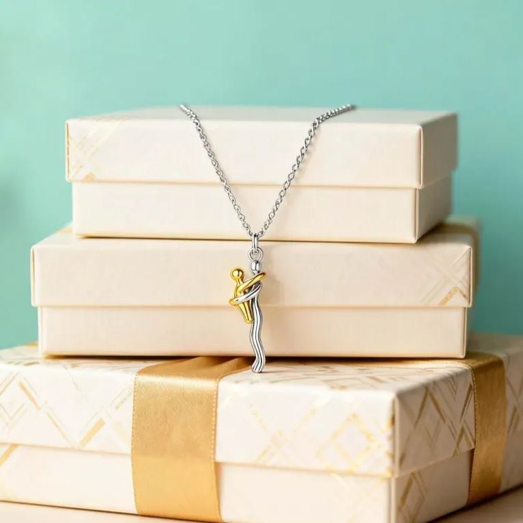 Mother Child Hug Necklace - Two Tone Embrace Pendant Jewelry Gift,Gift for her, Gifts,Mother's Day Gift - MyFaceSocksUK