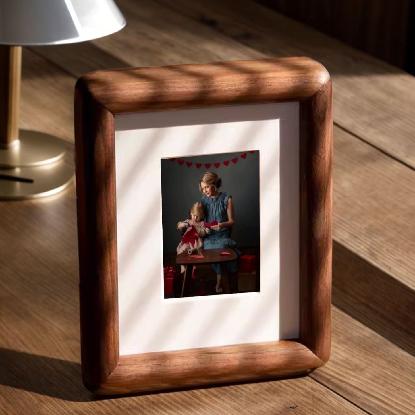 Mini Wooden Photo Frame, Family Photo Frame, Walnut Portraits Frame, Custom Picture Frame Family Anniversary Gift, Printing Picture - MyFaceSocksUK