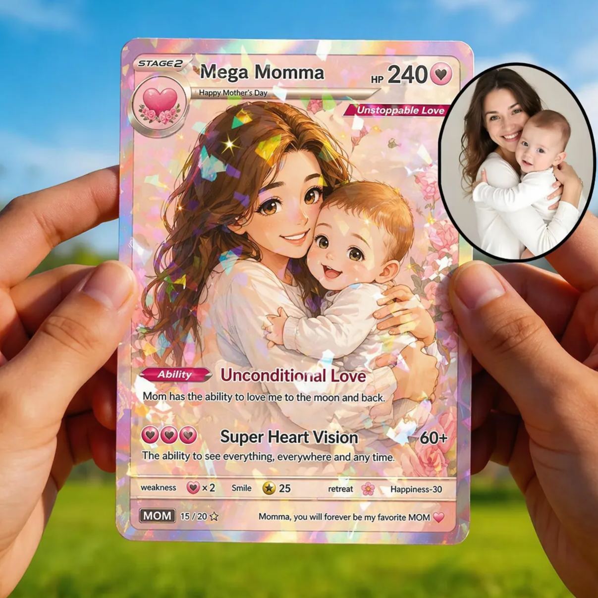 Personalized Monster Trainer Style Card – Unique Gamer Mother’s Day Keepsake - MyFaceSocksUK