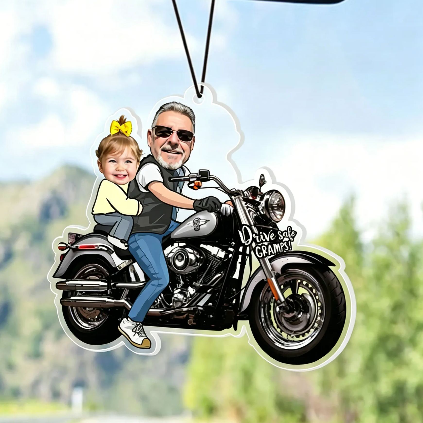 Custom Photo Grandpa Car Ornament Personalized Acrylic Daddy  Fathers Day Ornament Drive Safe Dad Gift