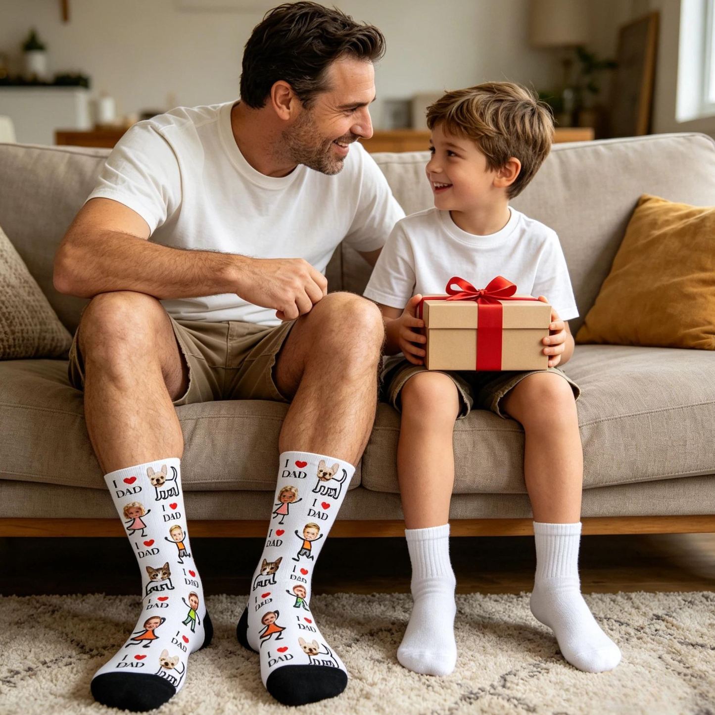 Personalized Socks with Faces Custom Funny Photo Socks for Dad, Father's Day Gift - MyFaceSocksUK
