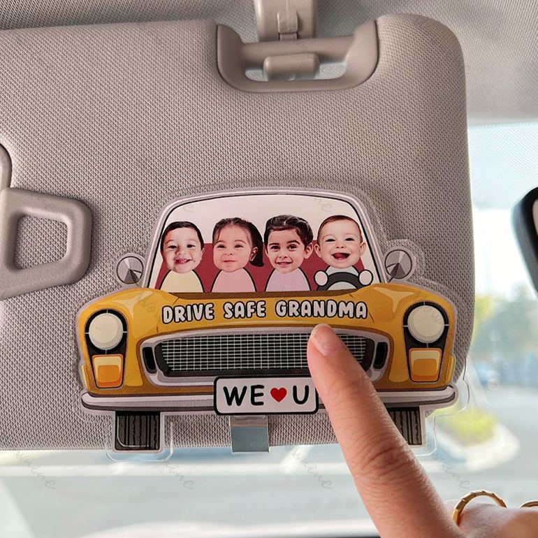 Personalized Kids Photo Visor Clip Car Ornament Cute Gift For Dad - MyFaceSocksUK
