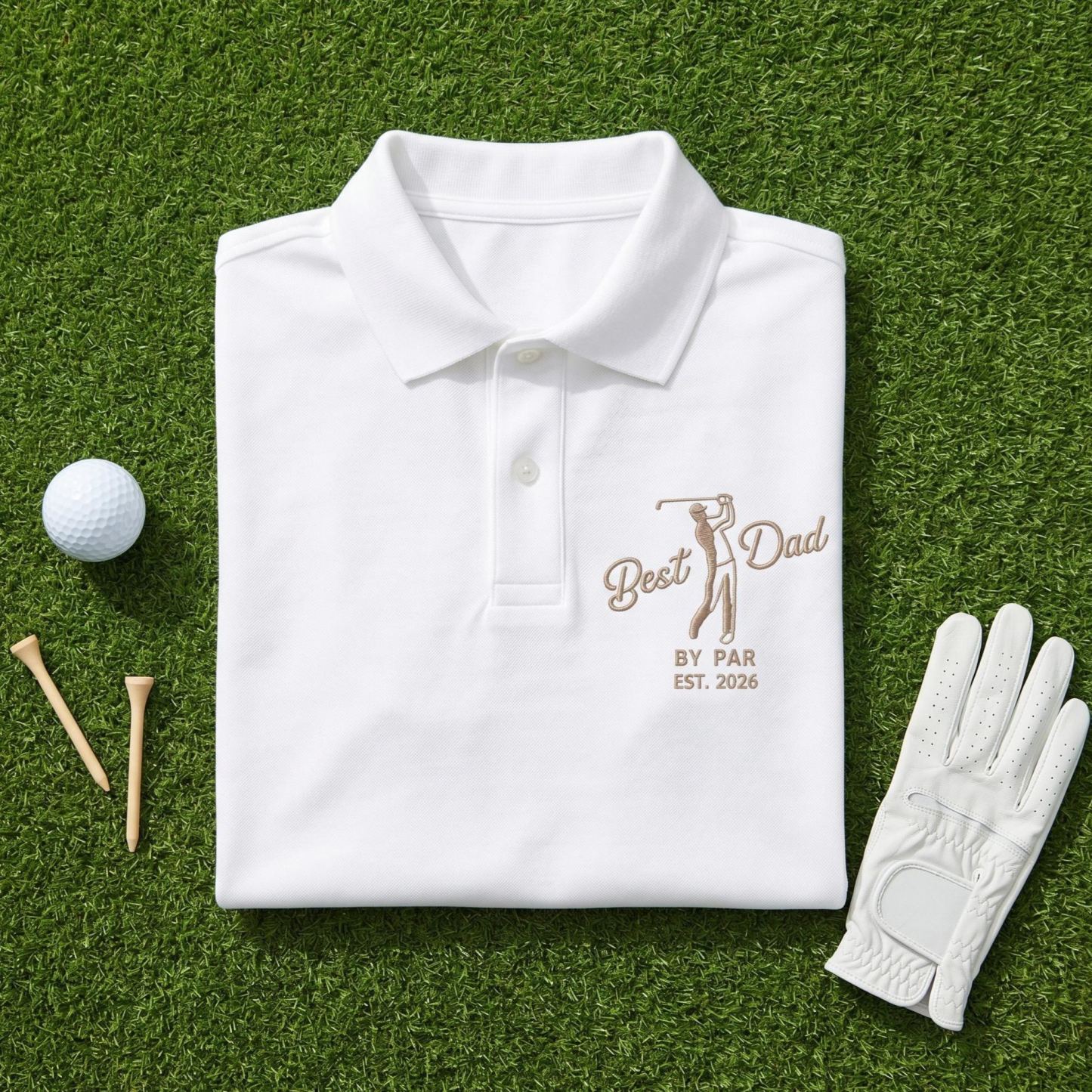 Golf Father Polo Shirt, Embroidery Best Dad By Par Polo Shirt, Dad Golf Shirt Gift for Fathers Day, Daddy Birthday Gift, Golf Player Tee - MyFaceSocksUK