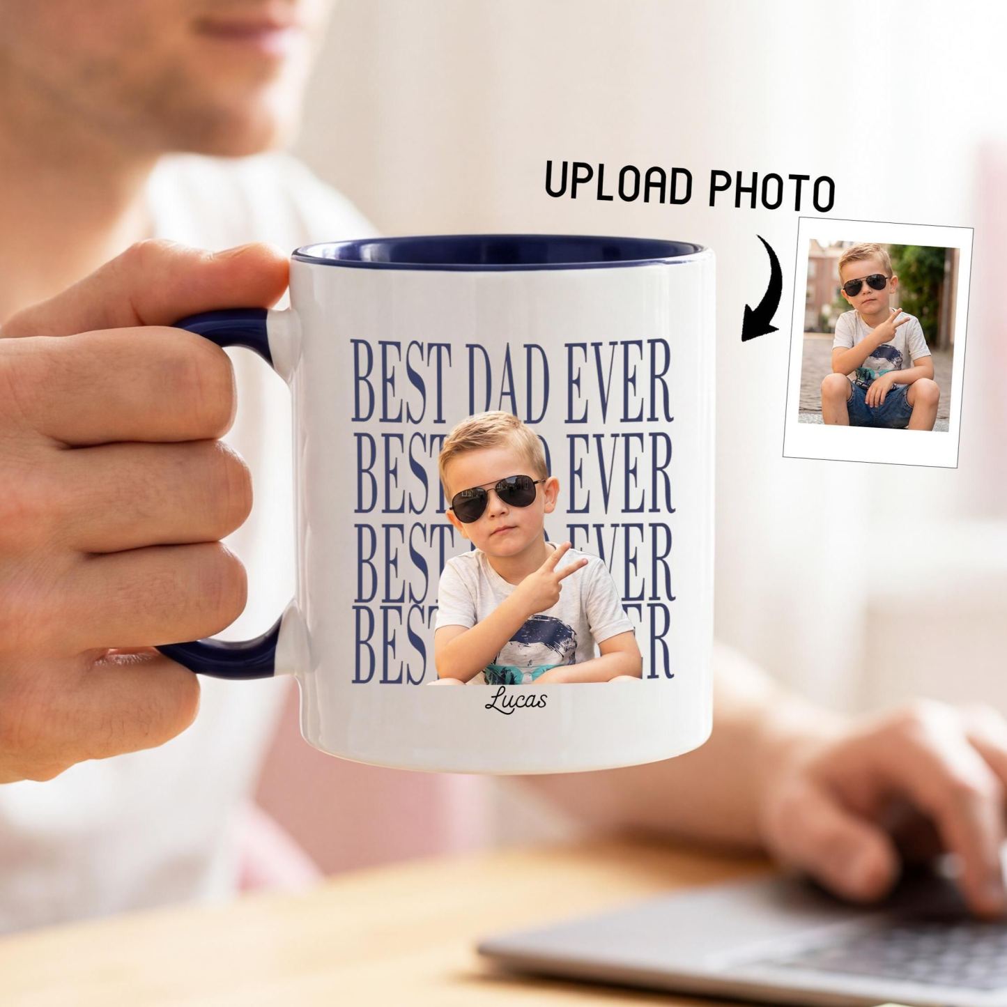 Custom Baby Photo Dad Mug,Personalized Best Dad Ever Cup,Father's Day Keepsake,Gift for Dad,Best Dad Ever Mug,Father's Day,New Dad Gift - MyFaceSocksUK