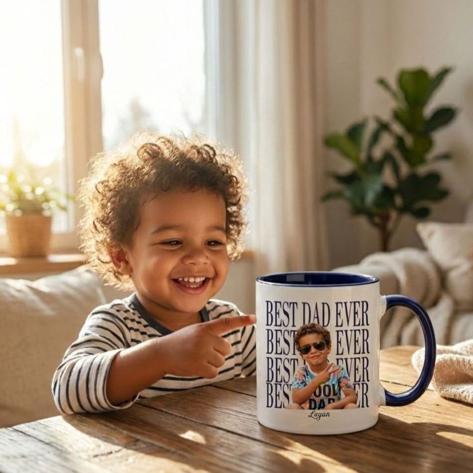 Custom Baby Photo Dad Mug,Personalized Best Dad Ever Cup,Father's Day Keepsake,Gift for Dad,Best Dad Ever Mug,Father's Day,New Dad Gift - MyFaceSocksUK
