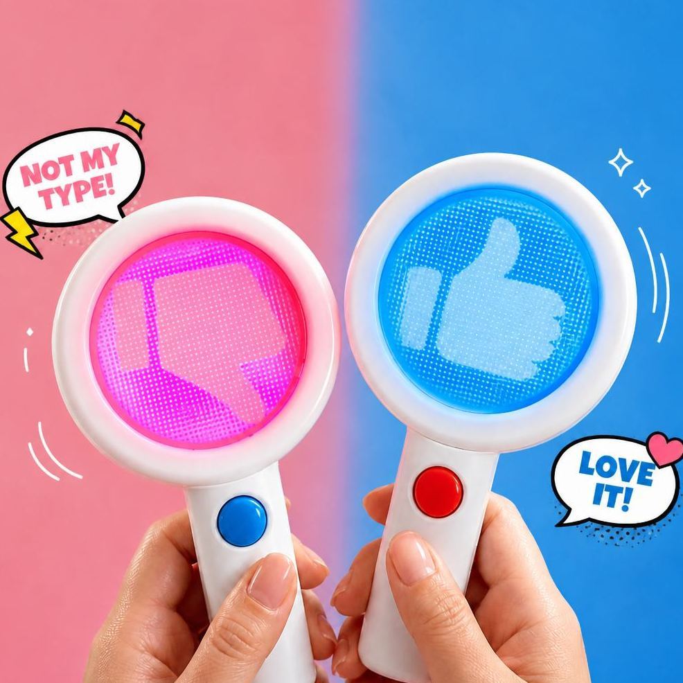 Funny Yes No Paddle Sign with LED Light, Double-Sided Correct Wrong Handheld Button, Food Rating Props, Party Game Judge Sign - MyFaceSocksUK